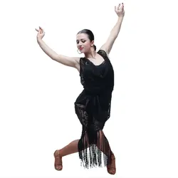 Женская юбка для латинских танцев для взрослых, юбка для занятий румбой, комбинезон для соревнований, кружевная юбка для танцев с бахромой