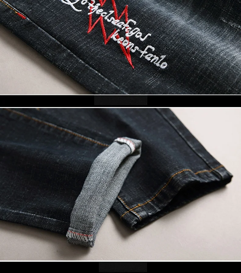 Джинсы брюки модели для мужчин осень зима новые Pantalon De Mezclilla Para Hombre стрейч Вышивка отверстия дизайнерские джинсы для мужчин