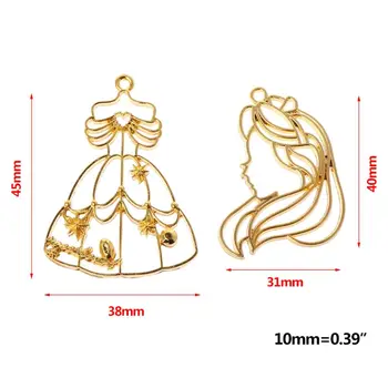 

8 Pcs/Set DIY UV Resin Epoxy Resin Crafts Material Metal Frame Hollow Lady Head Dress Exquisite Findings Charms Jewelry Necklace
