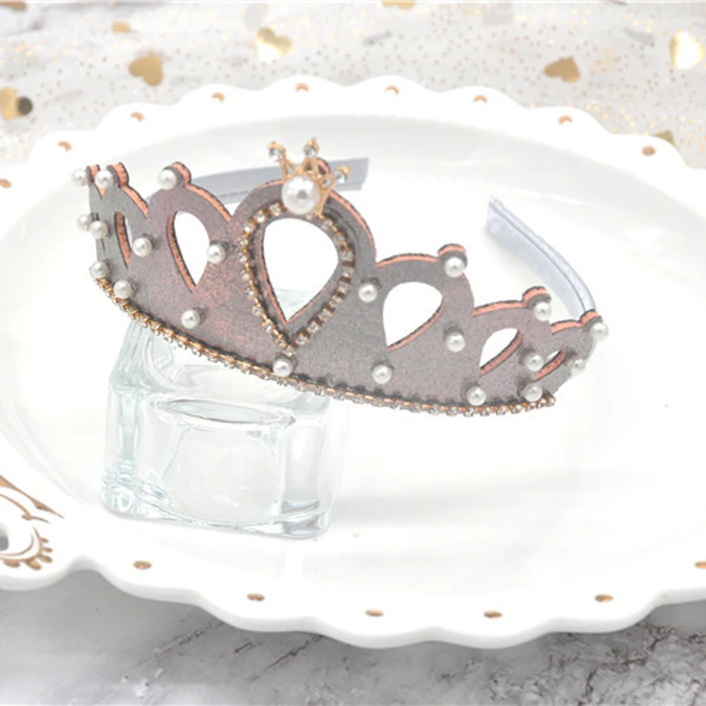 Детские ободки с короной для новорожденных; стразы; тиара принцессы; головные уборы; блестящие обручи для волос; Детские вечерние аксессуары принцессы - Цвет: Серый