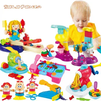 

Children Pretend Play Kitchen Toys DIY Colored Clay Kit Handmade Modeling Clay Toy Set DIY Ice Cream Machine food Cooking Set