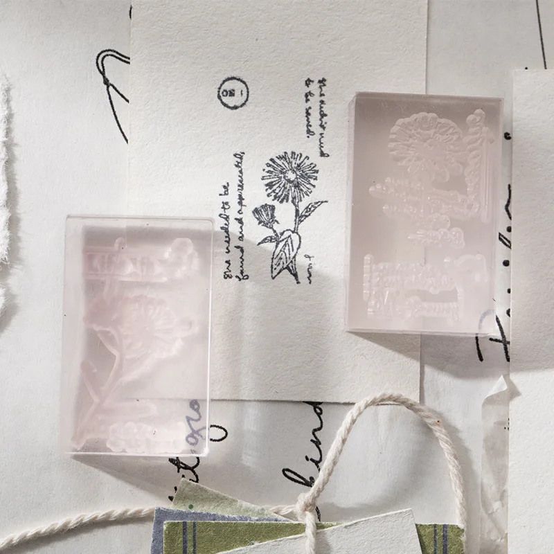 JIANWU Flower Pattern Acrylic Rubber Seal Creative Simple Plant Journal DIY Decorative Retro Printing Stamp Stationery Supplies afbeelding