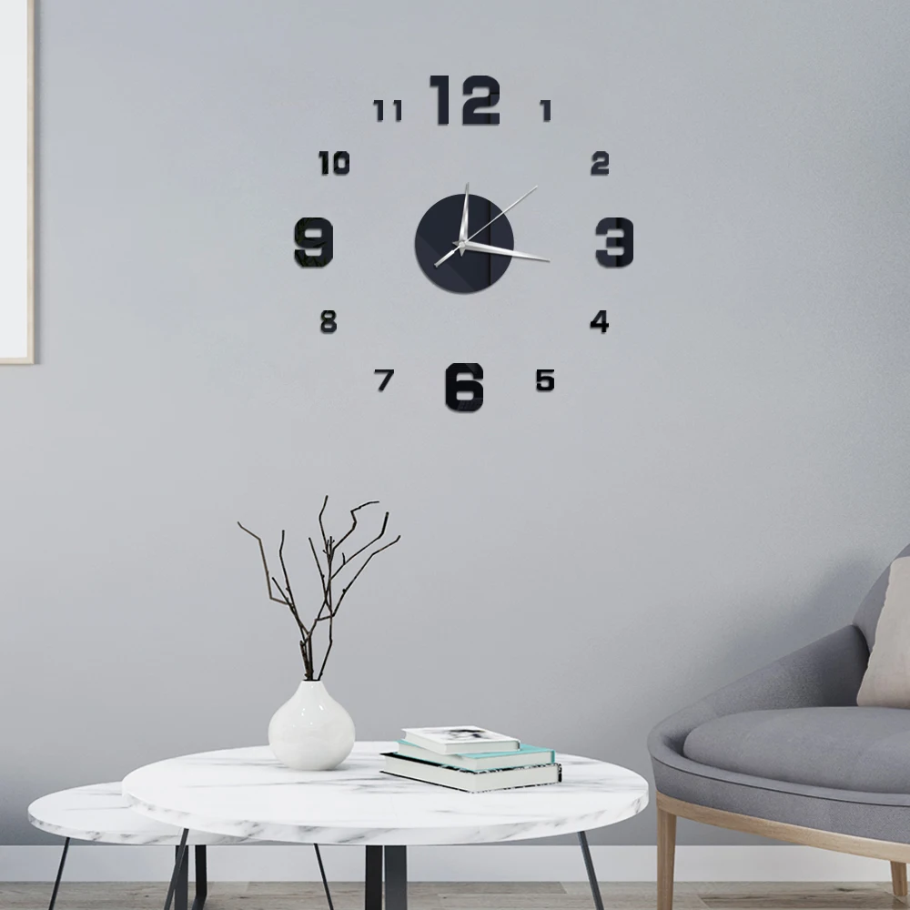 3D Wall Clock DIY Mirror Wall Stickers Home Decor Quartz Needle Watch Living Room Removable Art Decal Sticker reloj de pared Hot