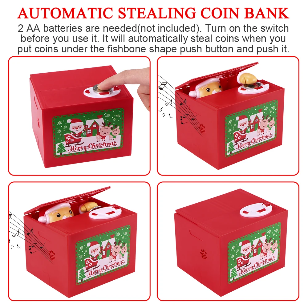 Милый Санта-Клаус Копилка Автоматическая монета захватывающая едят копилка для денег кража коробка Копилка Рождественский подарок для детей