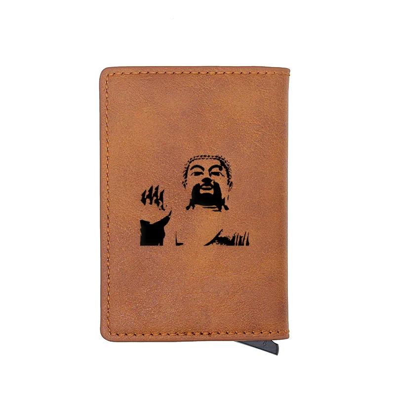 

Buddhism Design Card Holder Wallets Vintage Men Women Slim Mini Leather Short Purse