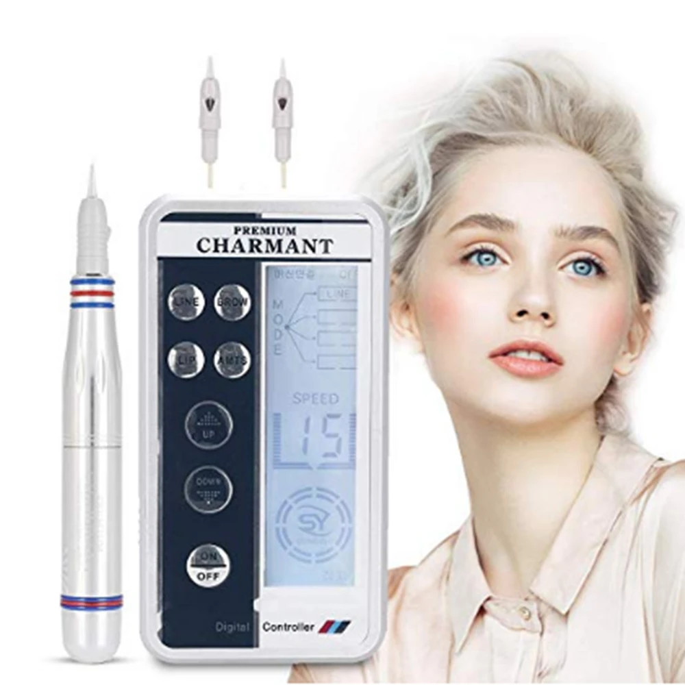 

Charmant Permanent Makeup Digital Pen Professional Eyebrow Lip Eyeliner Tattoo Machine Set + Microblading Gun Cartridge Needles