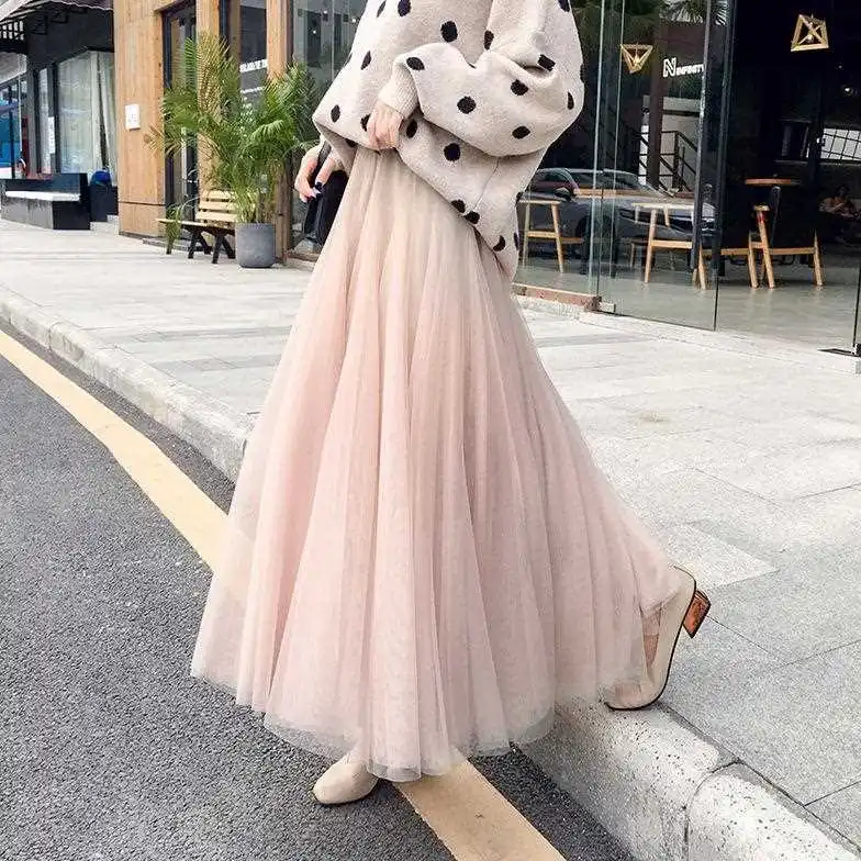Женские фатиновые юбки эластичная плиссированная юбка с высокой талией до
