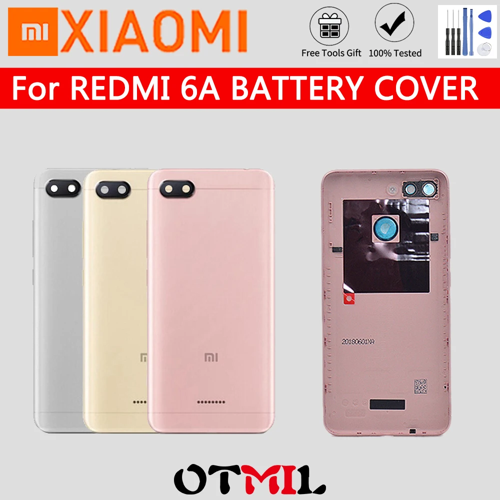 

Metal Back Cover Housing For Xiaomi Redmi 6A With Glass Lens Side Keys Back Battery Cover Rear Housing For Redmi Mi 6A Back Case