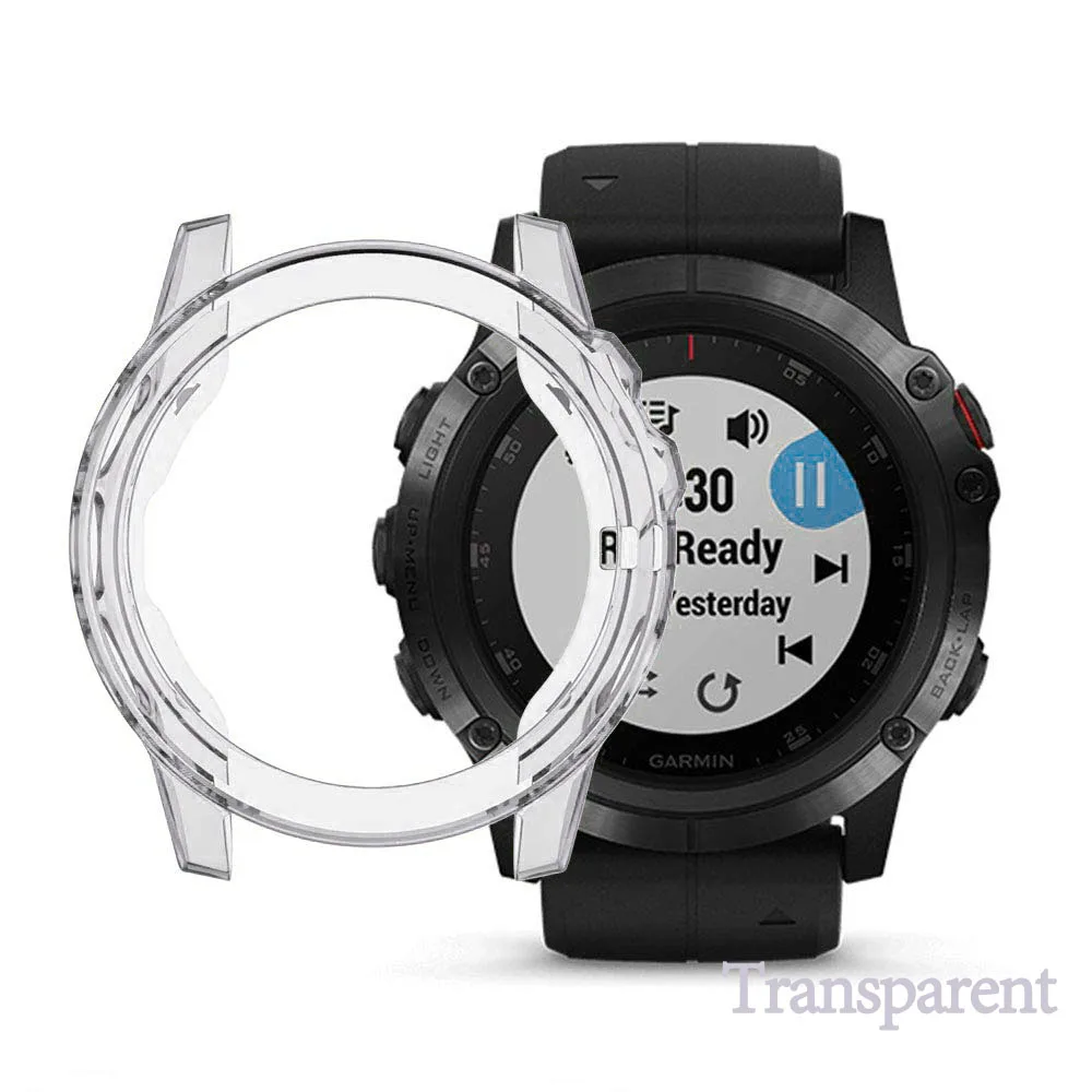 transparent Для Garmin Fenix 5X защитный чехол мягкий TPU Ультратонкий чехол прозрачные Смарт-часы защитные аксессуары для Fenix 5 X - Цвет: transparent