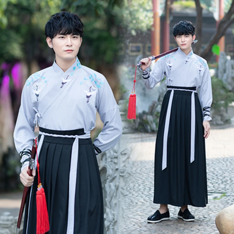 Повседневный улучшенного качества Hanfu Men'S древние женщины китайская Фея элегантный Косплей Китайский народный танец одежда традиционный костюм в стиле Тан DL4189