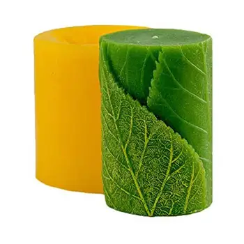 

New Candle Mold 3D Silicone Craft Molds DIY Cake Silicone Mould Cylinder With Leaves DIY Soap Dye Model 10*6.5*6.5cm