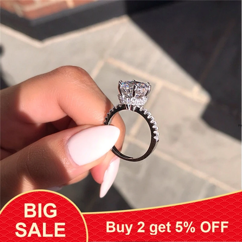 

Fashion ring Solid Real 925 Sterling Silver Ring Finger crown princess Ring for Women Jewelry Pure Wedding Engagement