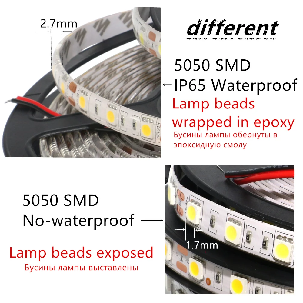 Светодиодная лента RGB SMD 5050 60 светодиодов/м 12 в пост. Тока гибкий светильник 1/2/3/4/5 м