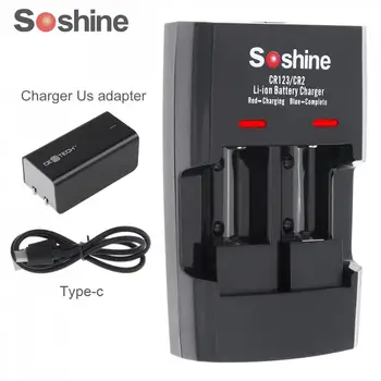 

Soshine 2 Slots RCR123 CR123 CR2 Rapid Smart Li-ion Battery Charger with LED Indicator for 14250 CR2 16340 17335 15266 Battery