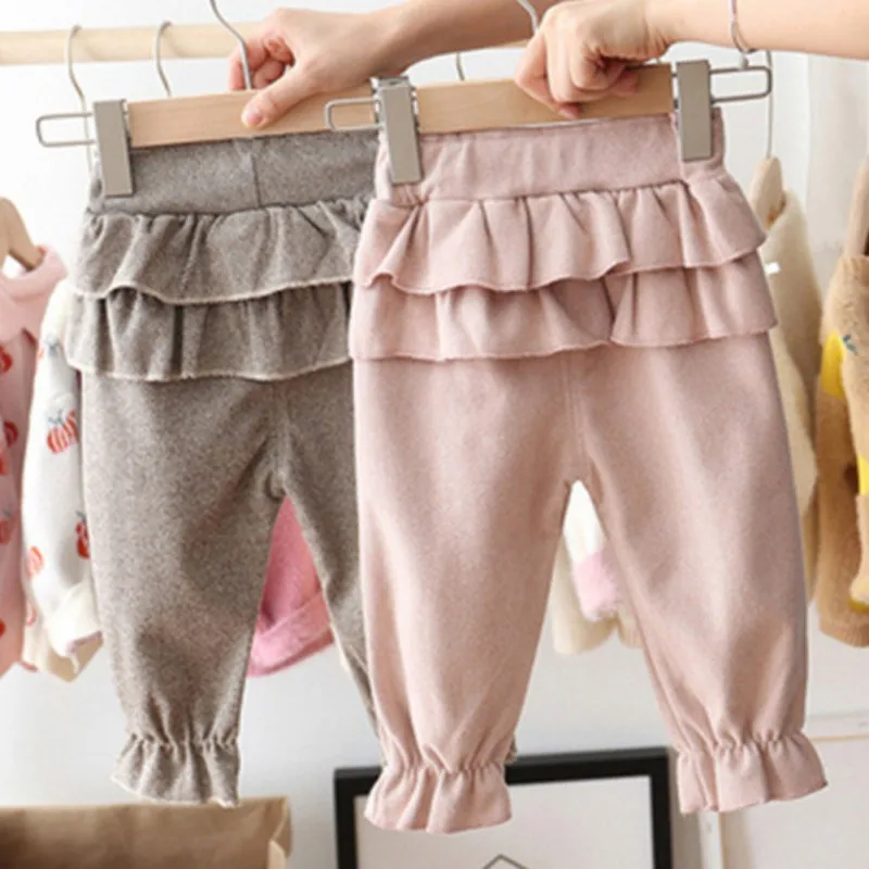 Штаны для девочек; осенние детские хлопковые однотонные штаны с принтом для маленьких девочек; повседневные брюки с украшением в виде банта; одежда для малышей; штаны