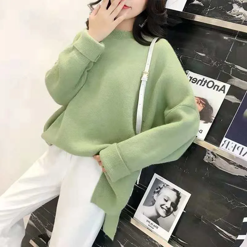 Neploe Crazy style, Однотонный свитер, пуловер для женщин на осень и зиму, трикотажный топ с круглым вырезом, женский свободный топ с крестиком, 46175