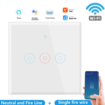 

TUYA WiFi Smart Touch 1/2/3 Gang Switch 110-250V Home Waterproof Wall Button Support Alexa And Google Home Assistant EU Standard