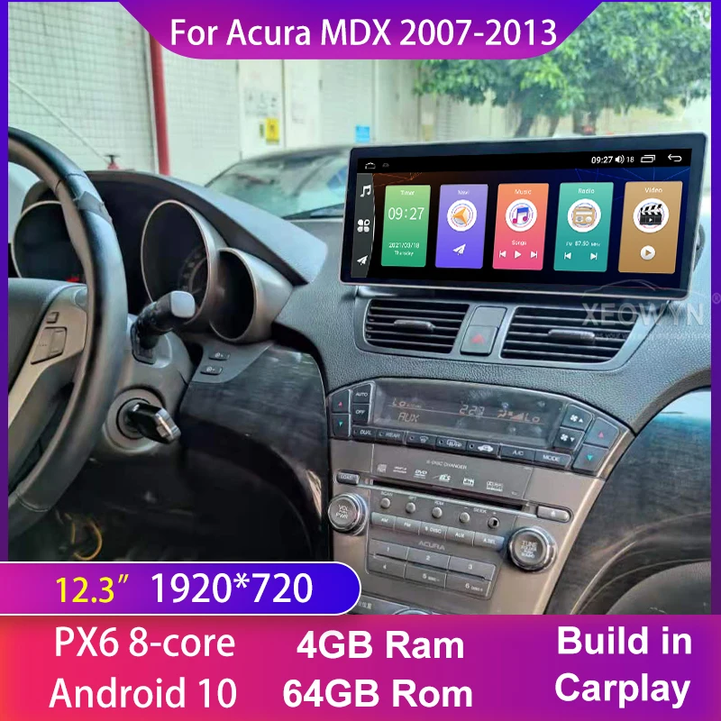 128g 12 3 дюймов Android 10 для Honda Acura MDX 2008 2009 2010 2011 2012 2013 мультимедийный автомобильный