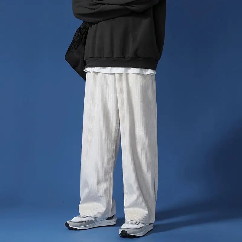 

Korean Style Wide-leg Pants Men's Fashion Autumn Casual Pleated Pants Men Streetwear Wild Loose Hip-hop Straight Trousers Mens