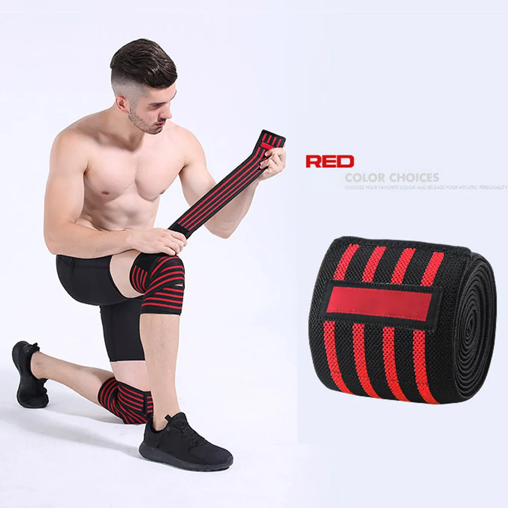 Top luxury 2pcs Squat Leg Binding Kneepad Sport Ware Mens Fitness Weightlifting Kneepad EK-New - Цвет: Красный