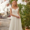 Customized Simple Elegant Wedding Dress 2025 V-Neck Sleeveless Lace Applique Shoulder Straps Chiffon Court Train Wedding Gown 2