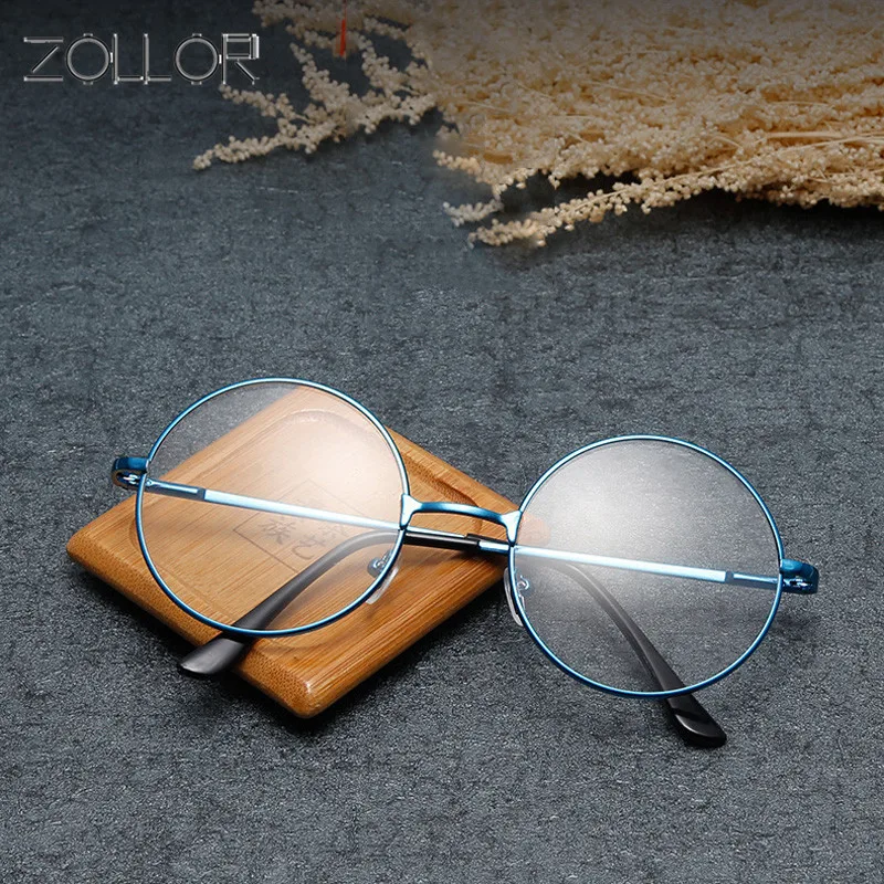 

SEEMFLY 2020 fashion Women Men Retro Round Transparent Lens Glasses Metal Blue Red Optical eyeglass frame spectacles Eyeglasses