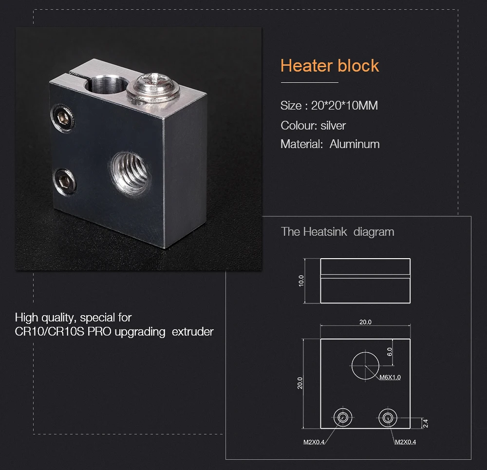 CR10S PRO Hotend Upgrade Kit алюминиевый радиатор титановый теплоотвод+ швейцарская MK8 закаленная насадка для CR-10S Hotend детали 3d принтера