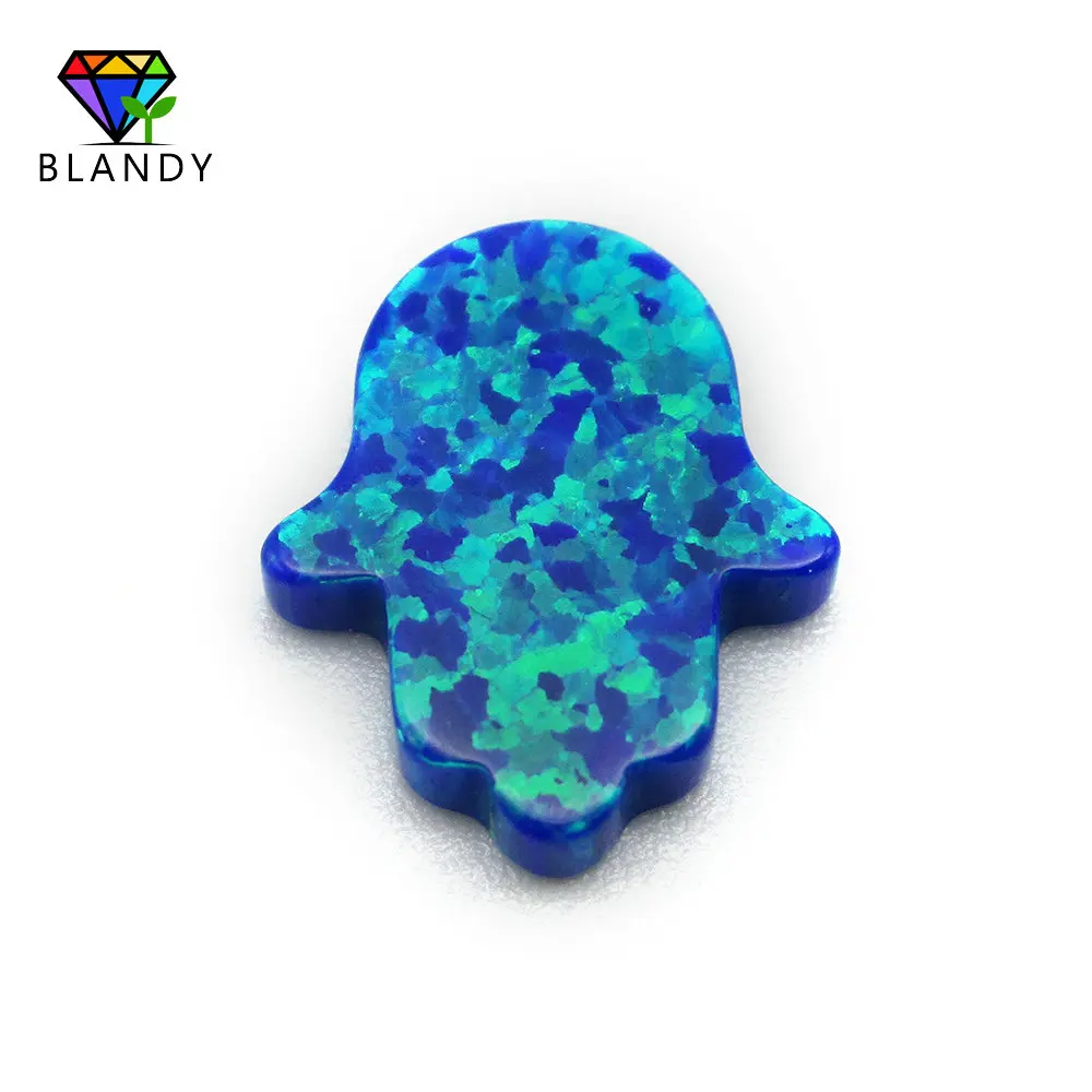 

Free Shipping OP27 Dark Blue 11*13mm Hamsa Hand Opal Gems Fatima Hand Shape Synthetic Opal Stone For Jewelry