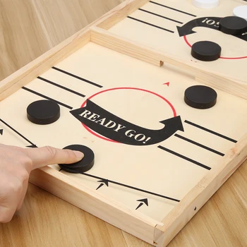 

Household Games Table Family Interactive Toy For Parent-child Ice Hockey Game Catapult Chess Wood Fast Sling Puck Game Toy
