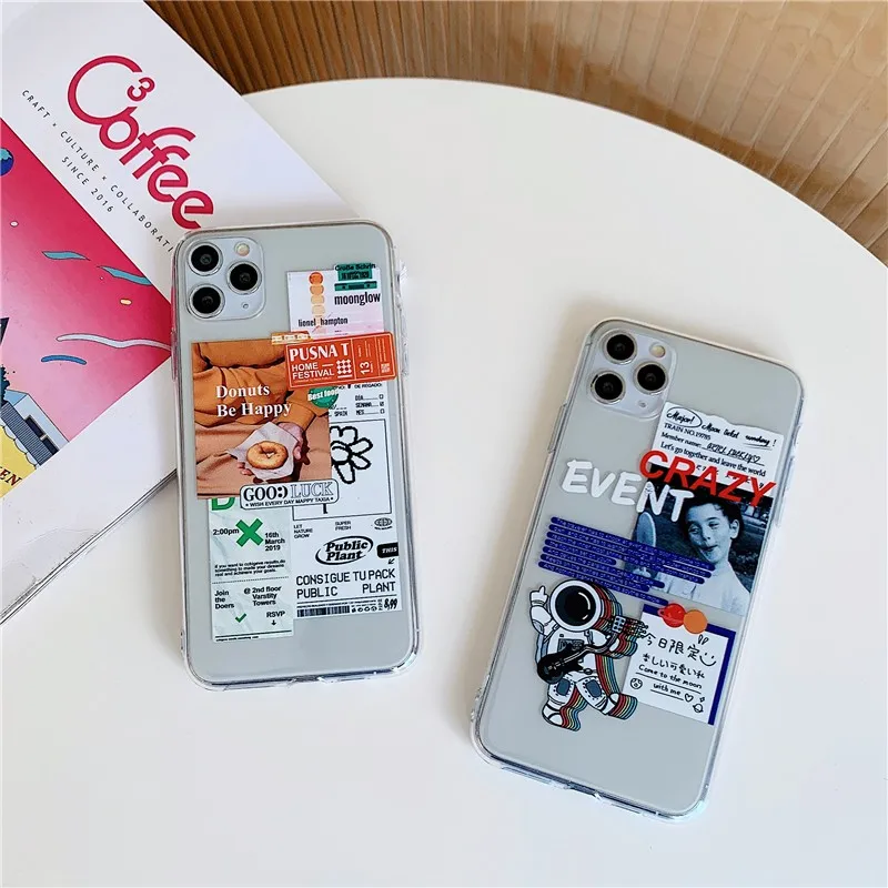 

New Personality Clear Laser Label Couple's Soft Case For Iphone 11 12 Pro Max Mini 7 8 Plus Xr X Xs Max Se 2 Phone Cover Fundas