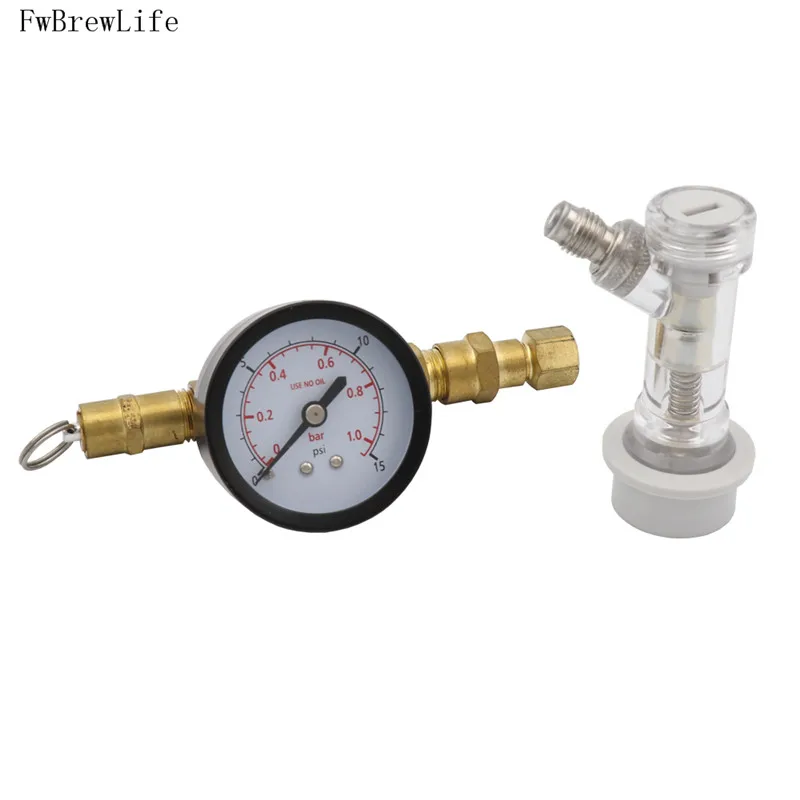 Spunding Valve Adjustable Pressure Relief Valve Assembly with Gauge Ball Lock Disconnect Integrated Check Valve Beer Brewing  (2)