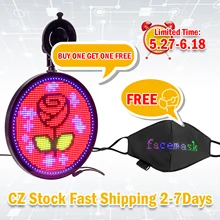 

Round Car Led Display Board 12V Scrolling Information WiFi Input Preset 8 Information Remote Control Programmable RGB Panel