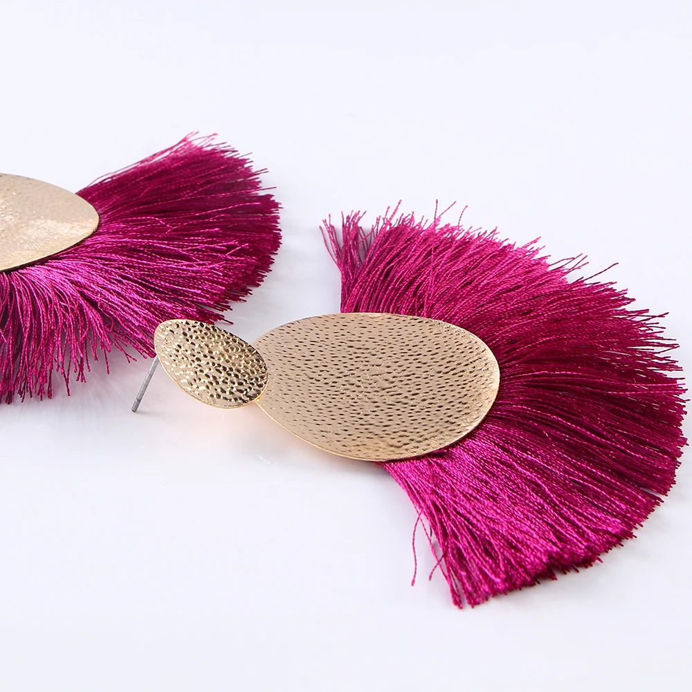32018 Fashion Red Long Tassel Drop Earrings Vintage Ethnic Fringed Dangle Earrings Women Jewelry Bohemian Ear Drop Brincos CS27
