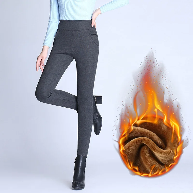 

High Waist Plus Velvet Warm Thick leggings Winter Women Skinny Fleece Pencil Pants Large Size 5xl Stretch Slim Trousers Female