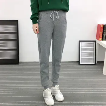

2020 winter new lamb plus size sweat pants plus velvet padded feet pants lamb wool casual pants women's trousers