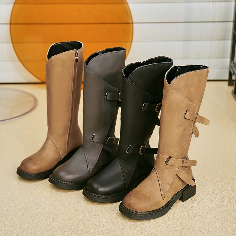 

Women's Autumn Winter Knight Boots 2021 New Square Heel Zipper Knee-high Long Riding Boots Botas Demujer Fashion All-match Boots