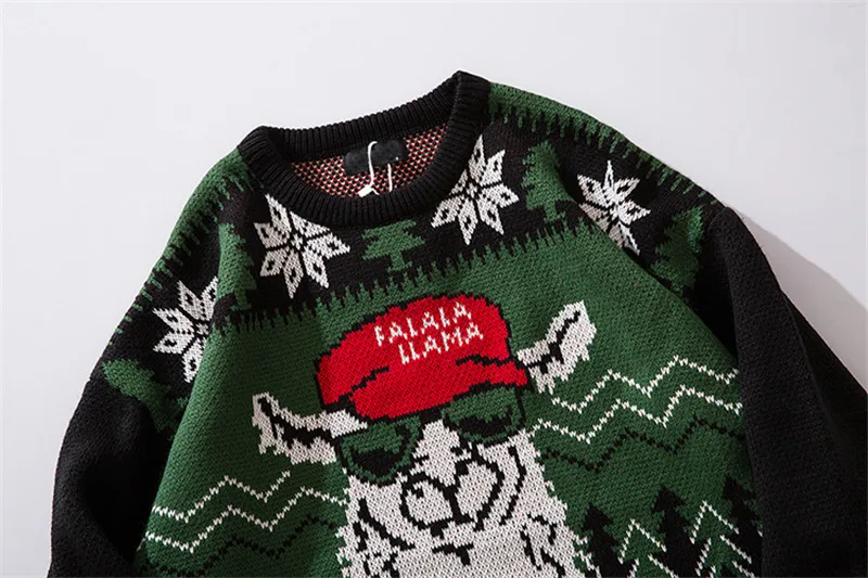 Уродливый Рождественский мужской свитер, Зимний милый пуловер с рисунком животного, свитер для пары, уличные мужские свитера