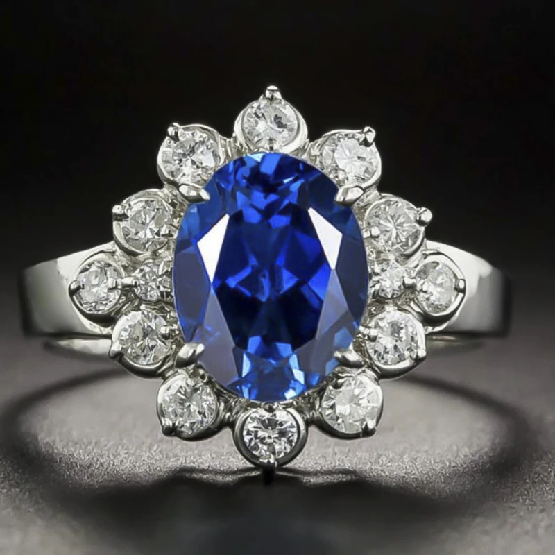 Popular Hot Sale Fashion Female Ring Crystal Petal Shape Exquisite Inlaid Zircon Rings Jewlery for Women