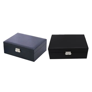 

2pcs Jewelry Box 2 Layer Display Case Rings Earrings Organizer with Lock