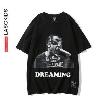 

LASCKIDS Hip Hop T-shirts Men Streetwear Tee Shirt Homme Print Band Tshirt Cotton Summer White Black T shirt Tops KU8072