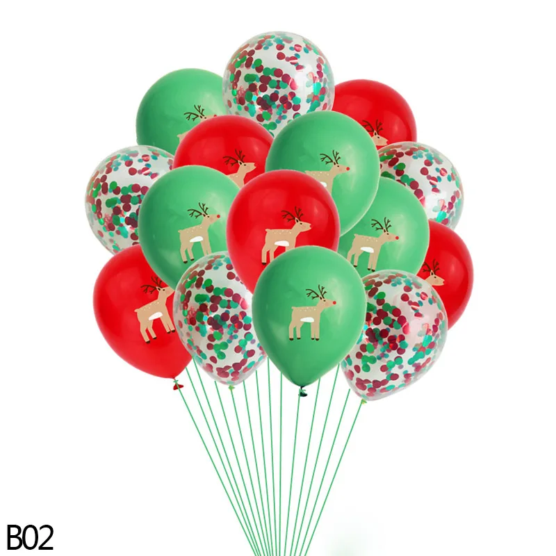 B02-reindeer 12 дюймов красный зеленый Счастливого Рождества латексный шар елка Рождественская елка Санта Клаус рождественские воздушные шары новогодние вечерние украшения - Цвет: B02-reindeer