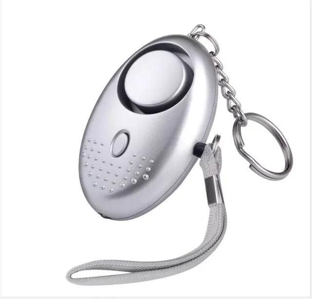 Portable Self Defense Alarm 130DB Personal Security Alarm Keychain With LED Lights Emergency Safety Alarm For Women, Men, Child silver