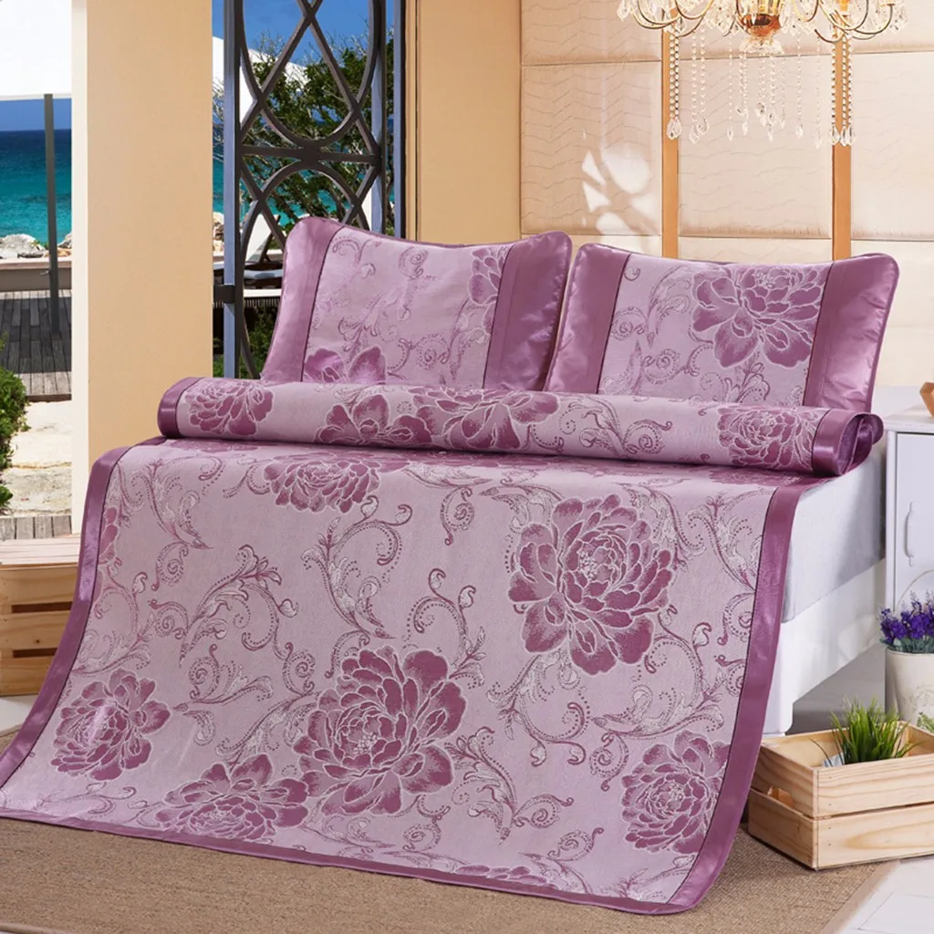  Breathable Ice Silk Sleeping Crib Mattress Mat Summer Cool Pad with Pillow Mattress Mat Summer Bed 