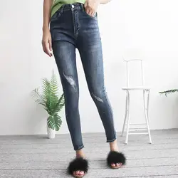 Женские 2019 новые брюки с рисунком под коровий окрас Женская Корейская версия высокой талии девять точек ноги брюки женские эластичные