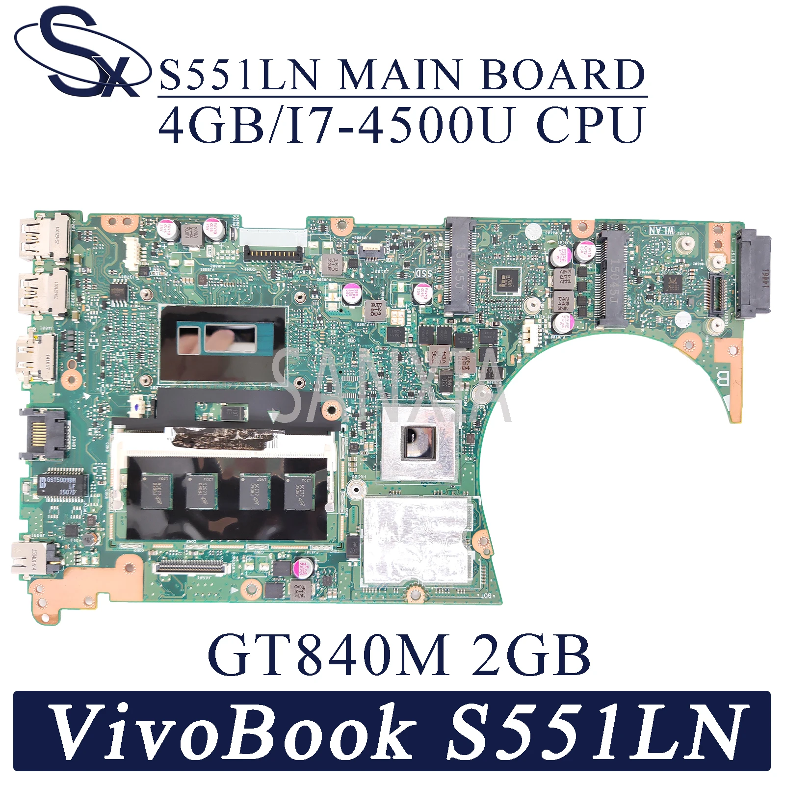 Материнская плата KEFU S551LN для ноутбука ASUS S551LB S551L оригинальная материнская 4GB-RAM