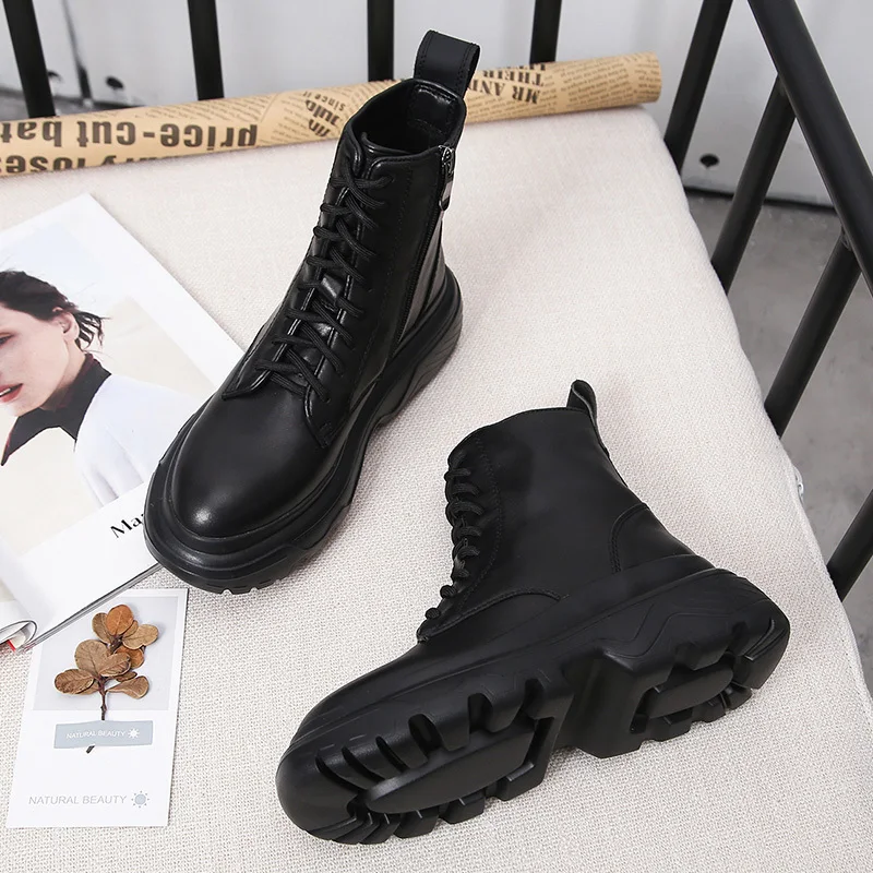 Зимние женские повседневные ботинки на плоской подошве со шнуровкой; Ботинки Martin в байкерском стиле; армейские ботинки; женские теплые зимние ботинки; botas mujer; T232