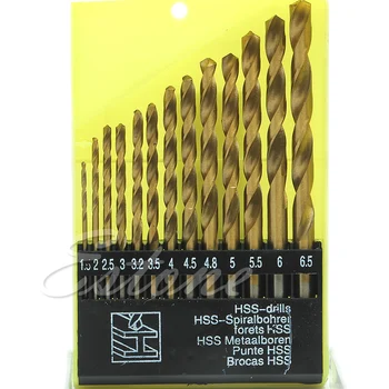 

Drop Shipping 13pcs 1.5-6.5mm High Speed Steel HSS Titanium Coated Drill Bits Shank Set Tool