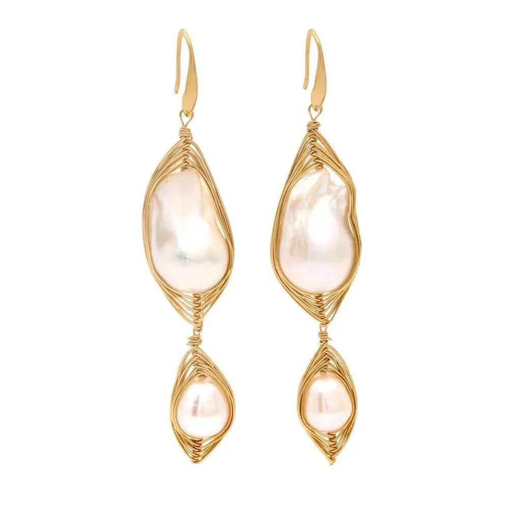 earring Натуральное классическое ожерелье большого размера, высокое качество, пресноводный барочный жемчуг класса ААА, жемчужное ожерелье для женщин, ювелирное изделие, новинка - Окраска металла: earring