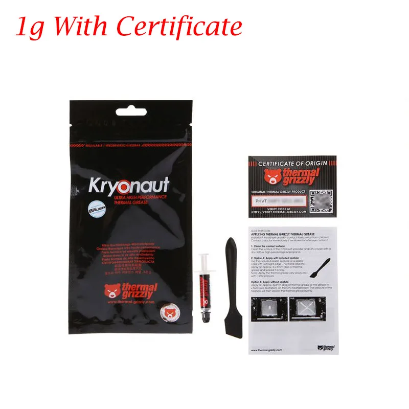 Thermal Grizzly Kryonaut 1g for CPU AMD Intel Processor Heatsink Fan