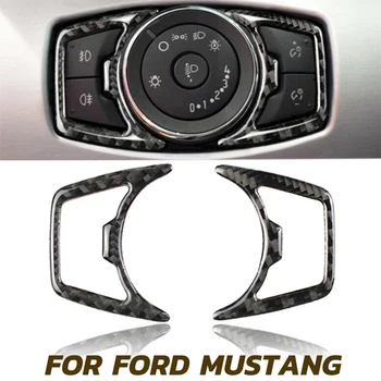 

Hot Sales New Carbon Fiber Car Headlight Switch Cover Trim Sticker Frame For Ford Mustang 2015-2017